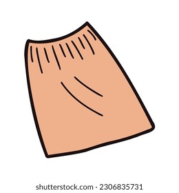 Hand Drawn skirt for women in doodle style isolated on background