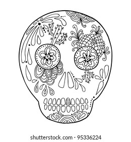 hand drawn skull