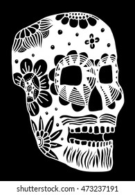 Hand drawn Skull of abstraxt flower. Vector illustration