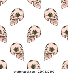 Hand drawn skull ball pattern for print and decoration. Vector illustration.