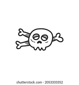  Hand drawn Skull and bones, vector illustration.