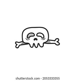  Hand drawn Skull and bones, vector illustration.