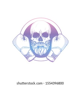 Hand drawn skull with boxing gloves