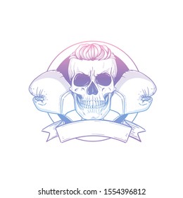 Hand drawn skull boxing gloves