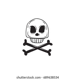 hand drawn Skull and Cross bone, halloween concept 