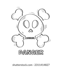 Hand Drawn Skull And Crossbone Icon Vector Design.