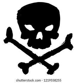 Hand drawn skull and crossbones, poison sign, cartoon style. Warning sign of poison for mobile, infographic, website or app.