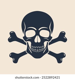 Hand drawn skull and crossbones silhouette illustration