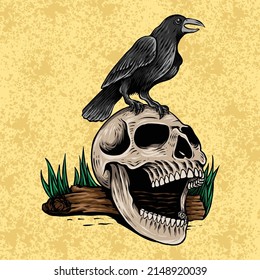 Hand Drawn Skull Crow Stock Vector (Royalty Free) 2148920039 | Shutterstock