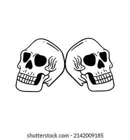 hand drawn skull doodle illustration for tattoo stickers poster etc
