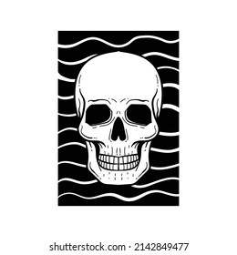 hand drawn skull doodle illustration for tattoo stickers poster etc