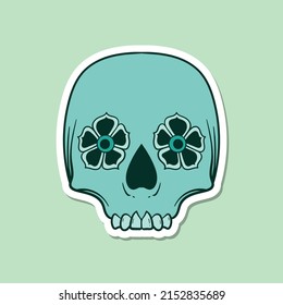 hand drawn skull doodle illustration for tattoo stickers poster etc