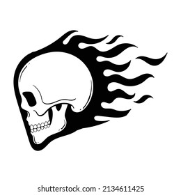 hand drawn skull fire doodle illustration for tattoo stickers etc premium vector