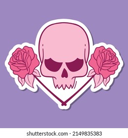 hand drawn skull flowers vintage doodle illustration for tattoo stickers poster etc