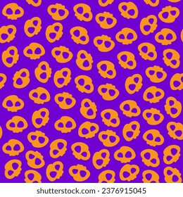 Hand Drawn Skull Halloween Vector Seamless Pattern