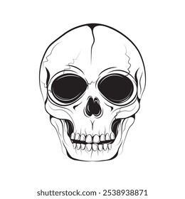 Hand Drawn Skull Head Line Art - 01