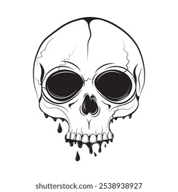 Hand Drawn Skull Head Line Art - 02