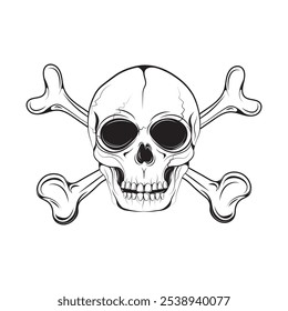 Hand Drawn Skull Head Line Art - 05