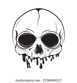 Caveira desenhada à mão Cabeça Linha Art - 06