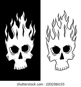 Hand drawn skull illustration head. Doodle sketch style.