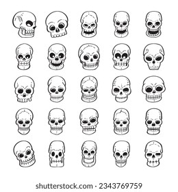 hand drawn skull illustration isolated on white background.