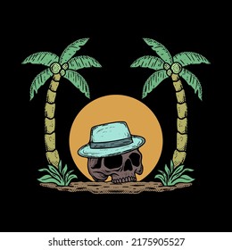 hand drawn skull illustration for tshirt jacket hoodie can be used for stickers etc