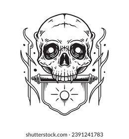 vector de ilustración de cráneo dibujado a mano
