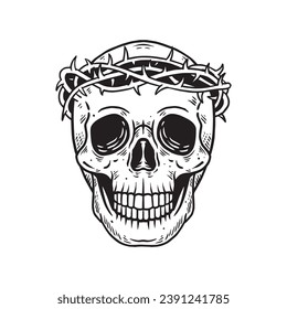 hand drawn skull illustration vector