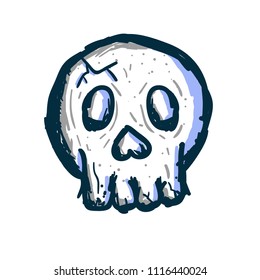 hand drawn skull isolated on white background