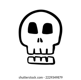 Hand drawn skull line design vector. Scary character symbol. 