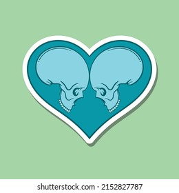 hand drawn skull love heart vintage doodle illustration for tattoo stickers poster etc