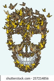 Hand Drawn Skull Made of Flowers