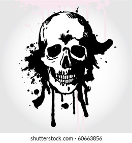 Hand Drawn Skull on Grunge Background