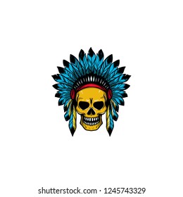 hand drawn skull on isolated white background