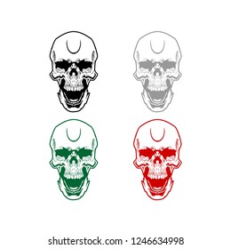 hand drawn skull on isolated white background