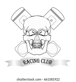  Hand drawn skull on an isolated background. 