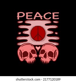 hand drawn skull peace illustration for tshirt jacket hoodie can be used for stickers etc