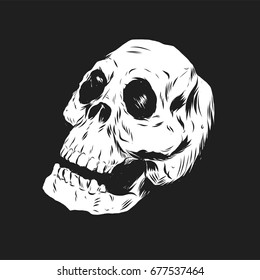 Hand Drawn Skull Quarter View