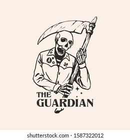 Hand Drawn Skull Ripper Illustration 