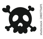 Hand drawn skull silhouette illustration.