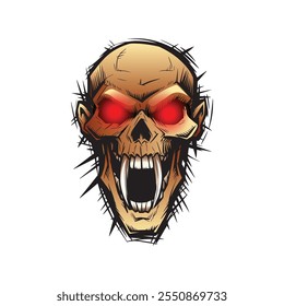 Hand drawn skull vector angry ghost skull illustration