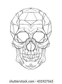 Hand drawn skull. Vector illustration. Geometric icon. Clip art for design
