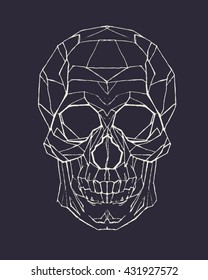 Hand drawn skull. Vector illustration.Skull tattoo Geometric icon. Clip art for design