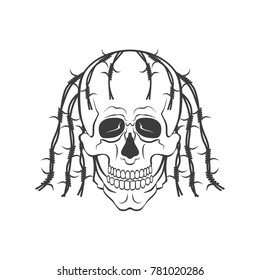 Hand drawn skull vector modern illustration