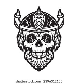 hand drawn skull viking illustration vector