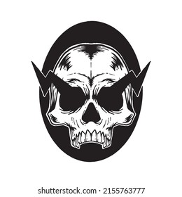 hand drawn skull vintage doodle illustration for tattoo stickers poster etc