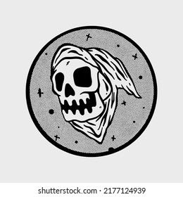 hand drawn skull vintage illustration for tshirt jacket hoodie can be used for stickers etc