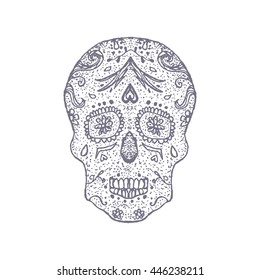  Hand Drawn Skulls In Monochrome. Vector Skulls Illustrations. Day Of The Dead Skull Vector Set


