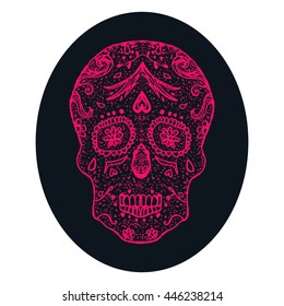  Hand Drawn Skulls In Monochrome. Vector Illustrations. Day Of The Dead  


