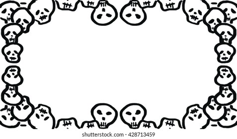 hand drawn skulls vector frame